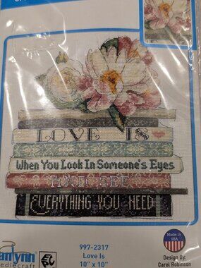 Janlynn Love Is Cross Stitch Kit Floral Books Cottagecore Coquette BNIP - 1065